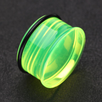 Detail View 1 of A Pair of Basic UV Acrylic Single Flared Ear Gauge Plug-Green